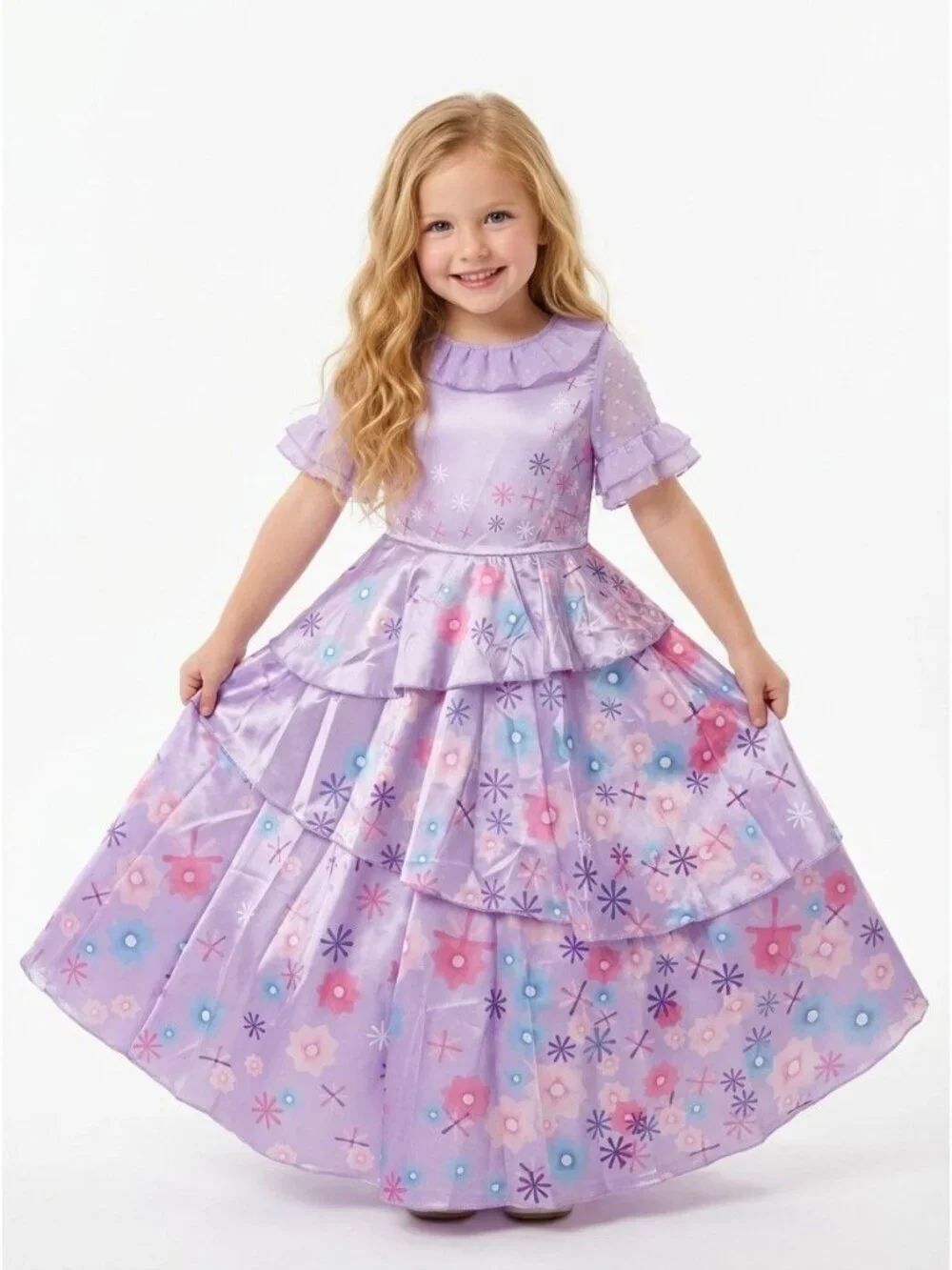 Girls Lavender Floral Princess Dress